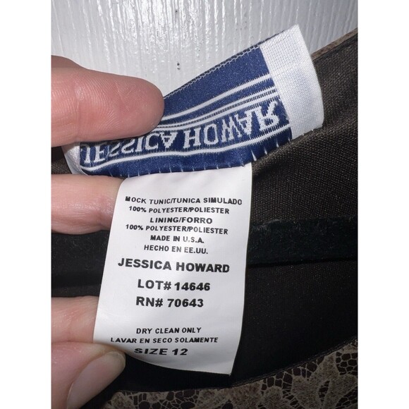 Jessica Howard Dress Womens Sz 12 mock Tunic Maxi Sheath USA Vintage y2k Formal - Picture 4 of 9